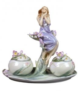 Lady with Pink Freesia Condiment Tray