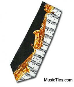 Saxophone & Music Notes Tie