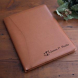 Personalized Tan Leather Portfolio - Legal Style