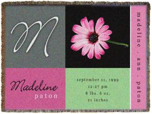 Personalized New Baby Daisy Blocks Woven Throw Blanket