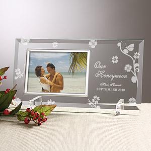 Personalized Honeymoon Picture Frame - Engraved Glass Frame