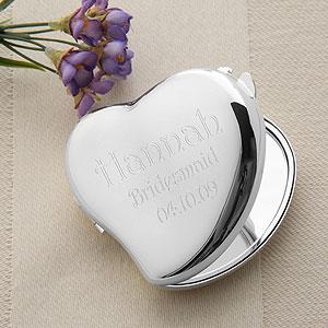 Heart Mirror Compact Personalized Bridesmaids Gift