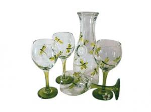 Dragonfly Design Wine Glass & Carafe � Hand Painted