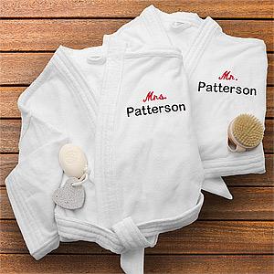 Personalized White Velour Spa Robe Set - Mr and Mrs Collection