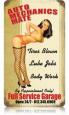 Auto Mechs Pin-Up Girl Vintage Tin Sign