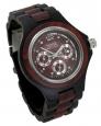 Deluxe Multi-Function Mens Wooden Watch--Round Ebony-Rose