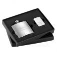 Brushed Flask and Zippo Lighter Gift Set
