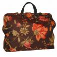 Floral on Brown Tapestry Carpet Bag