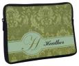 Personalized Green Damask Laptop Bag