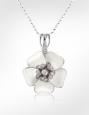 Iris - Diamond White Flower Sterling Silver Necklace