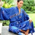 Women's Batik Robe - Deep Blue Sea