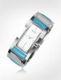 Turquoise Enamel and Stainless Steel Bracelet Watch