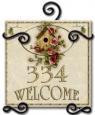 Personalized Birdhouse Ceramic Address / Welcome Plaque with Iron Holder