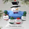 Frosty Snowman Personalized Family Christmas Ornament - 4 Name