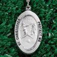 Personalized St. Christopher Sterling Silver Sports Medal - Boys Baseball