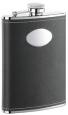 8 ounce Black Leather Flask with Engraving Plate