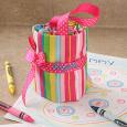 Embroidered Kids Crayon Tote - Pink