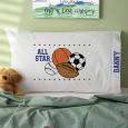 Personalized Kids Pillowcase - All Star Sports Design