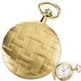 Gold Tone Basket Weave Pocket Watch