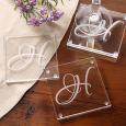 Engraved Initial Monogram Glass Coaster Set