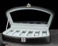 Bey-Berk 6-Piece Watch Case Black Leather
