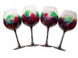 Stunning Hand Painted Burgundy and Green Red Wine Glasses � Set of 2 or 4
