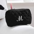 Personalized Makeup Bag with Initial Monogram - Black
