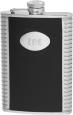 8 ounce Black Leather & Stainless Steel Engraved Flask