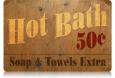 Vintage Hot Bath Metal Sign LARGE