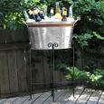 Fleur De Lis Tin Beverage Tub with Bronze Banding