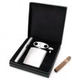 Stainless Steel Flask and Cigar Gift Set (Engravable)