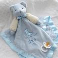 Personalized Teddy Bear Blue Baby Blanket - Embroidered