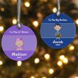 Personalized Brother or Sister Cartoon Character Christmas Ornament