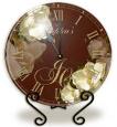 Personalized Red Magnolia Glass Clock with Metal Stand