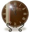 Personalized Chocolate Stripes Glass Clock with Metal Stand