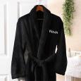 Men's Personalized Spa Robe - Black Microfleece