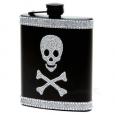 Skull and Crossbones Flask with Rhinestone Accents