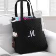 Personalized Tote Bag with Initial Monogram - Black