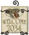 Personalized Pinecone Ceramic Address / Welcome Plaque with Iron Holder