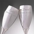 Engraved Silver Wedding Champagne Flutes - Name