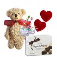Rhonda bear with flower bouquet and Assorted Chocolates Gift Package
