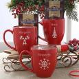 Red Personalized Holiday Mugs with Hot Cocoa