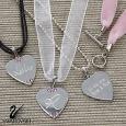 Engraved Silver Heart Necklace Set with Swarovski Crystals