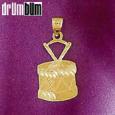 Gold Snare Drum Charm - 14k