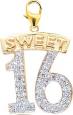 Gold Sweet 16 Birthday Charm