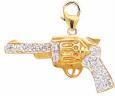 Gold Police Pistol Charm w/ Diamonds