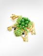 Green Frog Swarovski Crystal Gold Plated Brooch