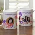 Personalized Photo Coffee Mug for Her - Floral Design