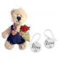 Denim Darla with red roses and Love earrings Gift Package
