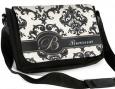 Personalized Black Damask Messenger Bag